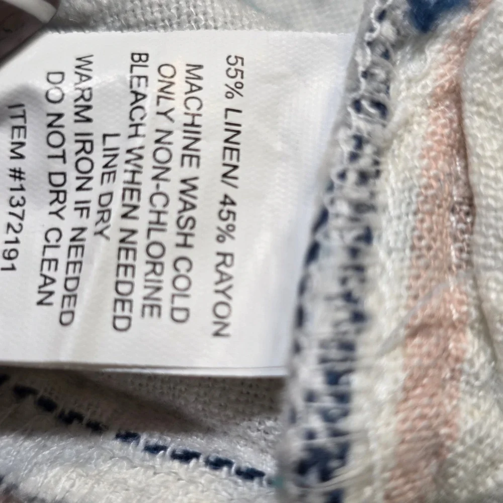 Briggs Womens Linen Blend Striped Smocked Waist Shorts Blue Coral Medium‎